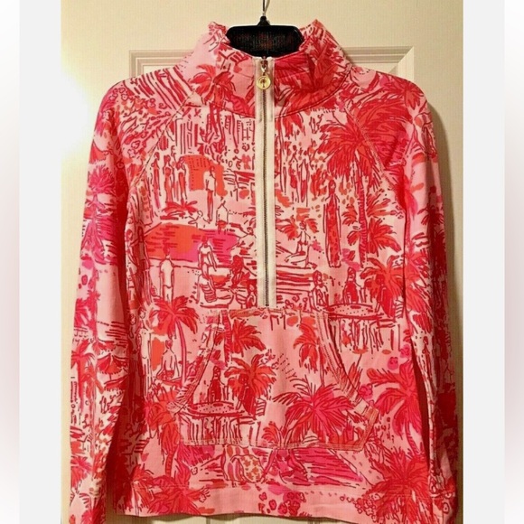 Lilly Pulitzer Skipper Popover Xs in Paradise Pink Rule Breakers Toile - Picture 7 of 8